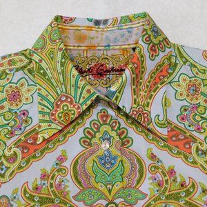 Robert Graham Paisley Button Down Shirt | Contrast Cuffs | Fitted | EUC | Medium